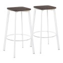 Set of 2 Square Vintage White Metal Bar Stools Clara