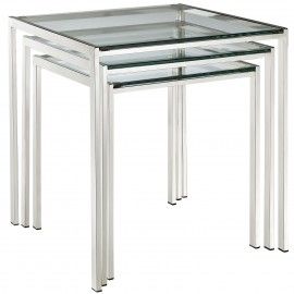 Modern chrome and glass nesting table Nimbus