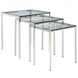 Modern chrome and glass nesting table Nimbus