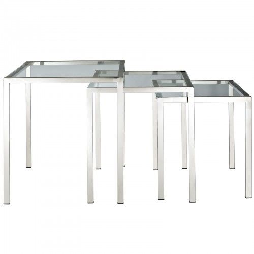 Modern chrome and glass nesting table Nimbus