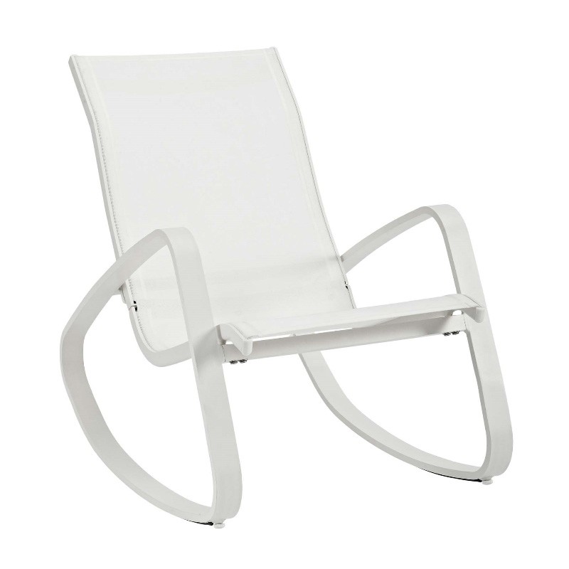 Modern White Outdoor Rocking Chair Rock, White Leather Rocking Chair