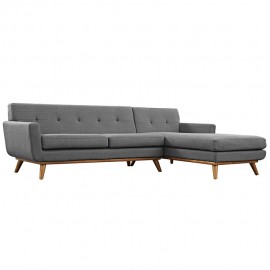 Mid-century Modern Fabric Right-Facing Sectional Sofa Calvin in Grey