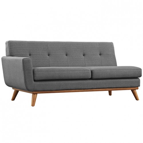 Mid-century Modern Fabric Right-Facing Sectional Sofa Calvin in Grey