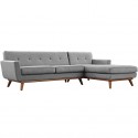 Mid-century Modern Fabric Right-Facing Sectional Sofa Calvin in Light Grey