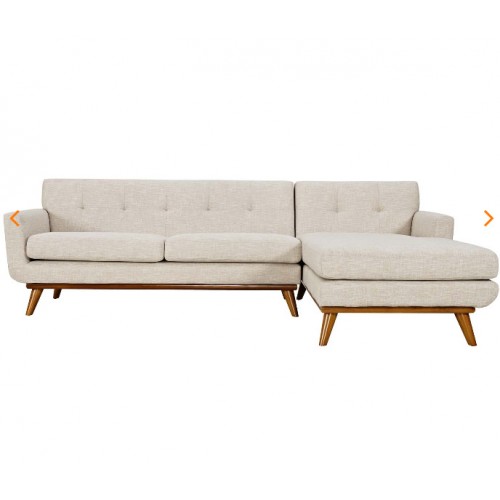 Mid-century Modern Fabric Right-Facing Sectional Sofa Calvin in Beige