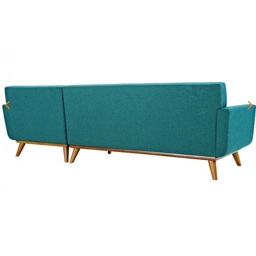 Mid-century Modern Fabric Right-Facing Sectional Sofa Calvin in Teal