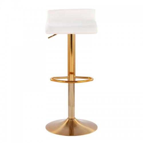 Set of 2 Contemporary Adjustable Bar stools in Gold Steel and Cream Velvet Ale