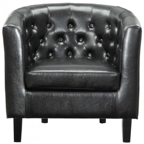 Modern black leather club chair Champ