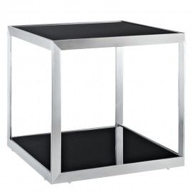 Modern Square Black Glass Side Table Box