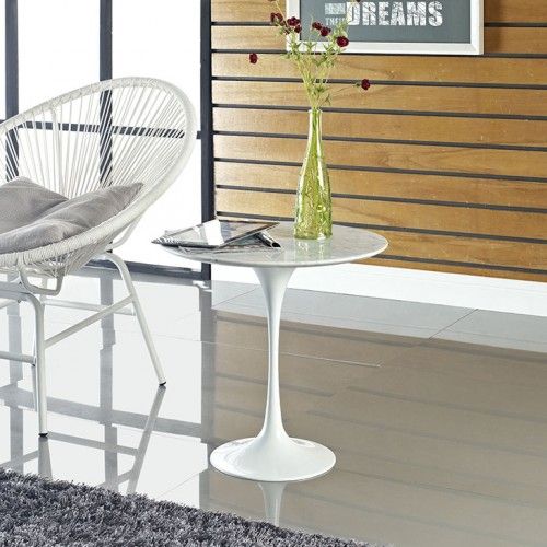 Modern Round White Marble Side Table Lippo