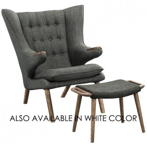Modern Fabric Lounge Chair with Ottoman Bear