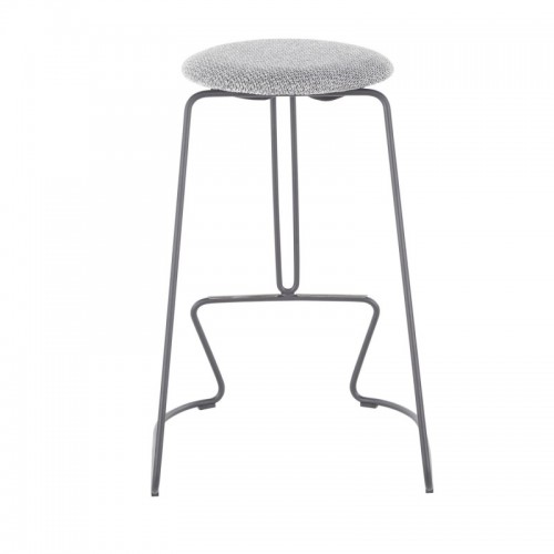 Set of 2 Contemporary Counter Stools in Grey Steel and Charcoal Fabric Finn