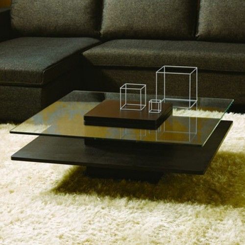 Contemporary square glass top coffee table Tobe