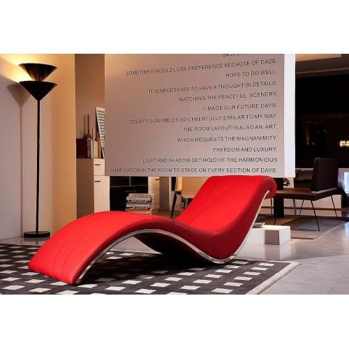 Modern Red Leather Chaise Lounge Essex