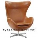 Modern leather swivel lounge Chair inspired by Arne Jacobsen Egg chair design
