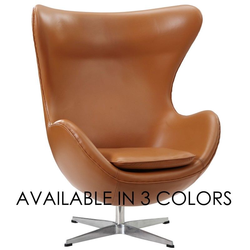 Modern Leather Swivel Lounge Chair Inspired By Arne Jacobsen Egg
