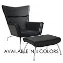 Modern Leather Lounge Chair with Ottoman Classico