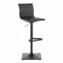 Contemporary Bar stool in Black Metal and Black Faux Leather Masters