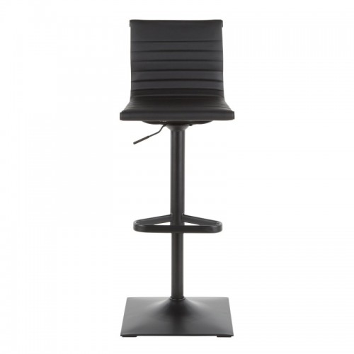 Contemporary Bar stool in Black Metal and Black Faux Leather Masters