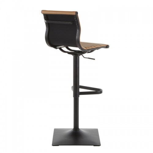 Contemporary Bar stool in Black Metal and Camel Faux Leather Masters