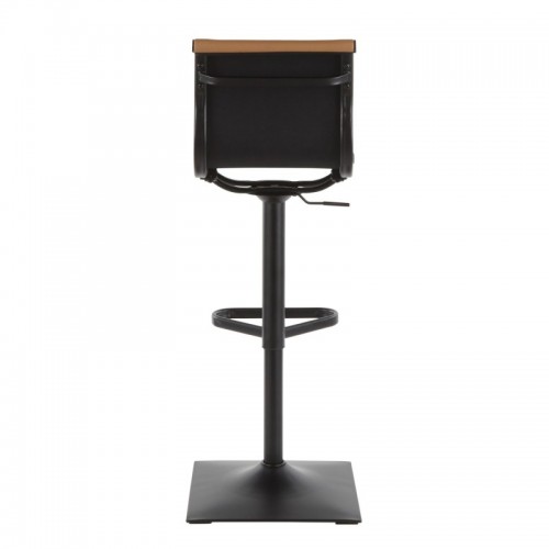 Contemporary Bar stool in Black Metal and Camel Faux Leather Masters