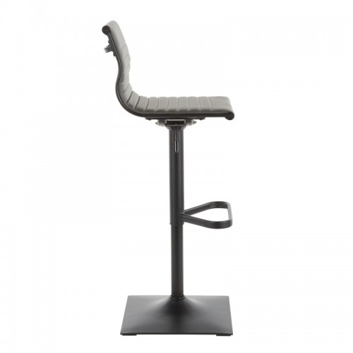 Contemporary Bar stool in Black Metal and Grey Faux Leather Masters