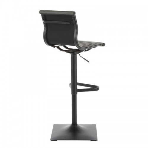 Contemporary Bar stool in Black Metal and Grey Faux Leather Masters