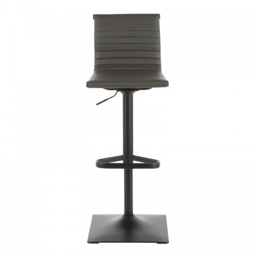 Contemporary Bar stool in Black Metal and Grey Faux Leather Masters