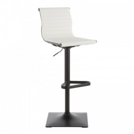 Contemporary Bar stool in Black Metal and White Faux Leather Masters
