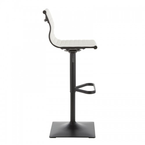 Contemporary Bar stool in Black Metal and White Faux Leather Masters