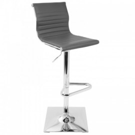 Contemporary Adjustable Bar stool with Swivel in Grey Faux Leather Masters