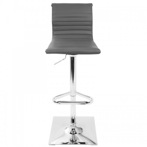 Contemporary Adjustable Bar stool with Swivel in Grey Faux Leather Masters