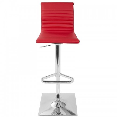 Contemporary Adjustable Bar stool with Swivel in Red Faux Leather Masters