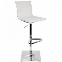 Contemporary Adjustable Bar stool with Swivel in White Faux Leather Masters