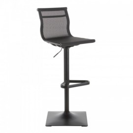 Contemporary Bar stool in Black Metal and Black Mesh Fabric Mirage