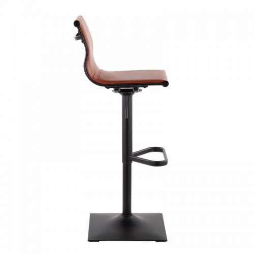 Contemporary Bar stool in Black Metal and Camel Faux Leather Mirage