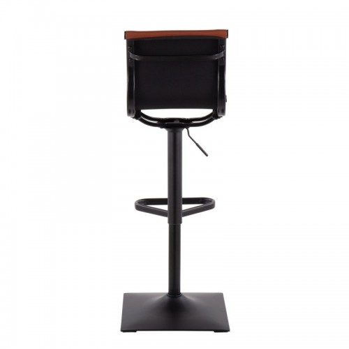 Contemporary Bar stool in Black Metal and Camel Faux Leather Mirage