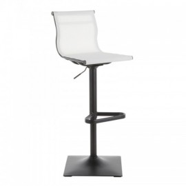 Contemporary Bar stool in Black Metal and White Mesh Fabric Mirage