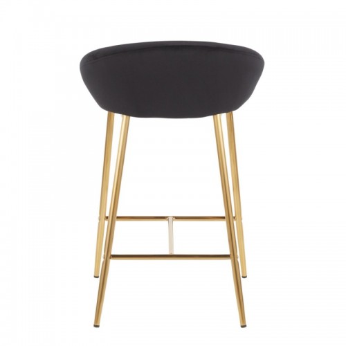 Set of 2 Glam Counter Stools with Gold Frame and Black Velvet Matisse