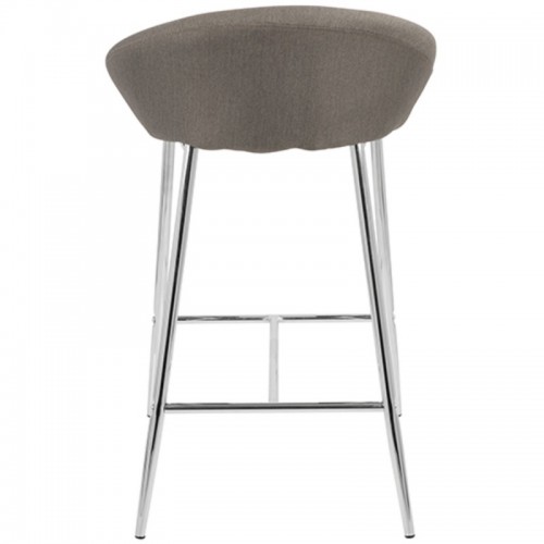 Set of 2 Glam Counter Stools with Chrome Frame and Grey Fabric Matisse