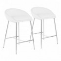 Set of 2 Glam Counter Stools with Chrome Frame and White Faux Leather Matisse