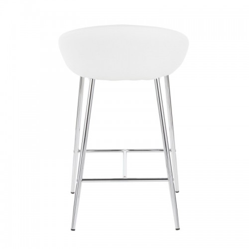 Set of 2 Glam Counter Stools with Chrome Frame and White Faux Leather Matisse