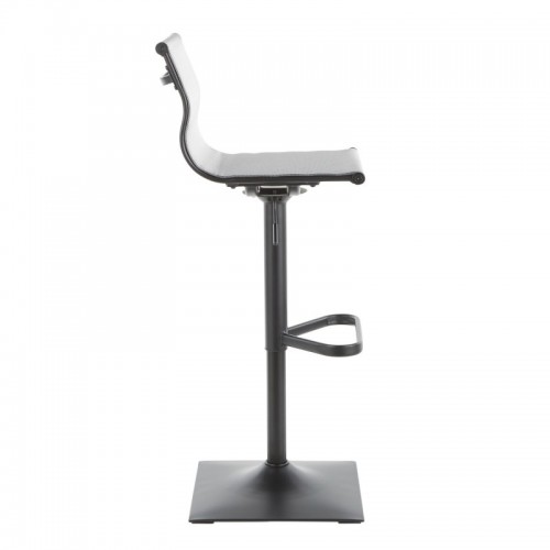 Contemporary Bar stool in Black Metal and Silver Mesh Fabric Mirage