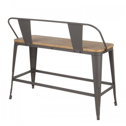 Industrial Counter Bench in Grey Metal and Wood-Pressed Grain Bamboo Oregon