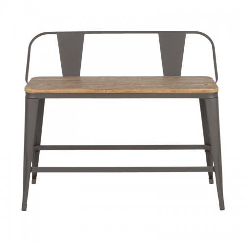 Industrial Counter Bench in Grey Metal and Wood-Pressed Grain Bamboo Oregon