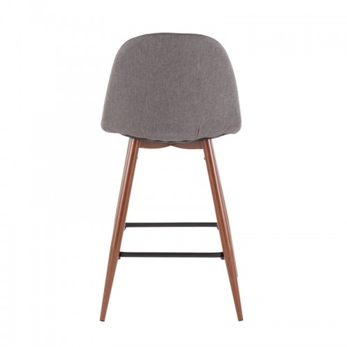 Set of 2 Mid-Century Modern Counter Stools in Walnut and Charcoal Pebble