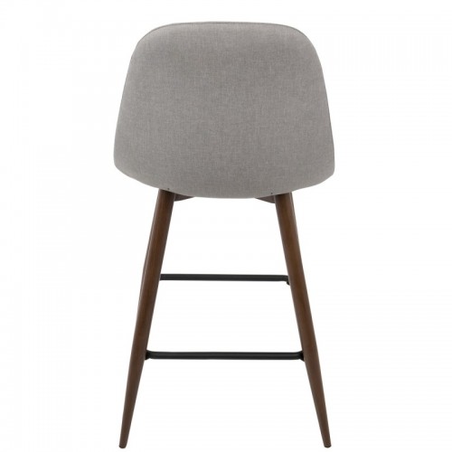Set of 2 Mid-Century Modern Counter Stools in Walnut and Light Grey Pebble