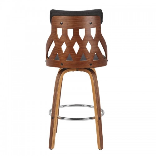 Mid-Century Modern Counter Stool in Walnut and Charcoal York