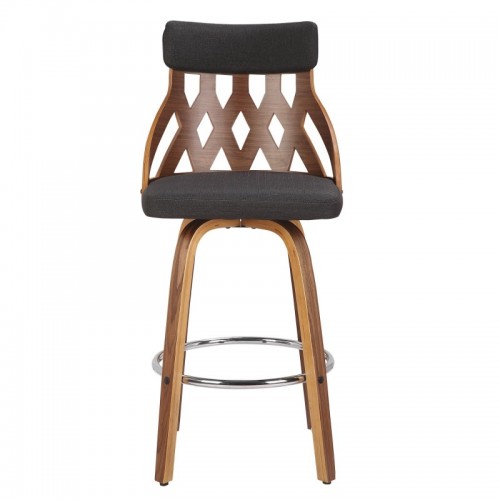 Mid-Century Modern Counter Stool in Walnut and Charcoal York