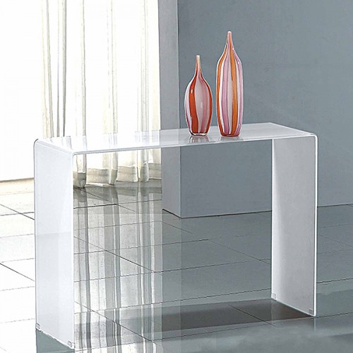 Modern white tempered glass console table Fondi